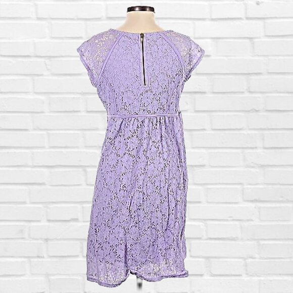 Motherhood Maternity Lace Midi Dress Fit & Flare Short Sleeve Mom To Be Medium - Picture 3 of 10